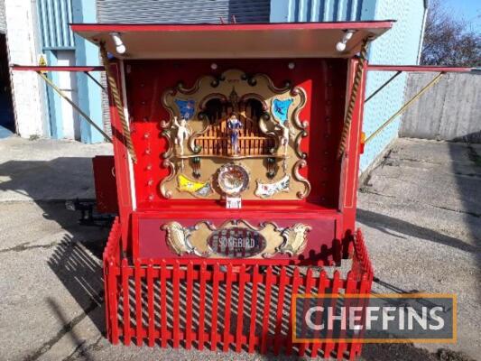 Electric fairground organ mounted on a box trailer