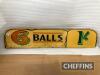 6 balls 1/-, a painted wooden fairground sign, 26x6ins