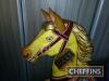 Full size carved wooden fairground galloper horse with glass eyes, measuring 43x53ins, not including stand - 4