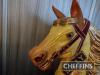 Full size carved wooden fairground galloper horse with glass eyes, measuring 43x53ins, not including stand - 5