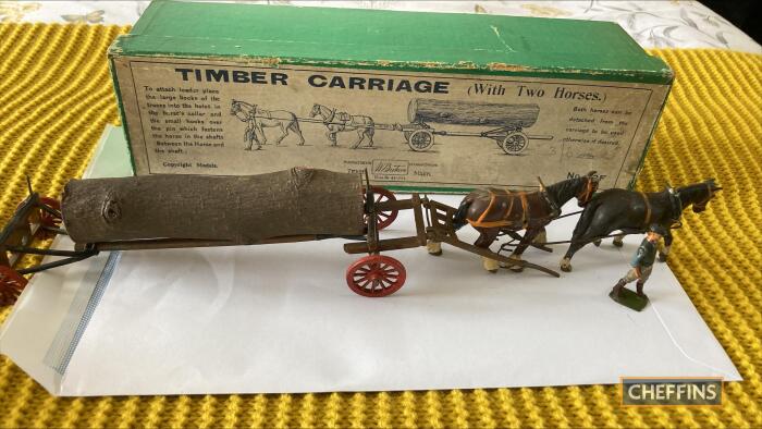 Britains timber carriage model (with two horses) No. 12F complete with box