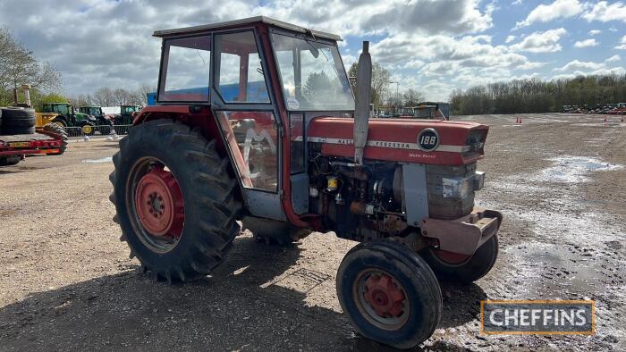 1975 MASSEY FERGUSON 188 Multi-Power 4cylinder diesel 2wd TRACTOR Fitted with a cab Serial No. C265101 Supplied with Irish log sheet