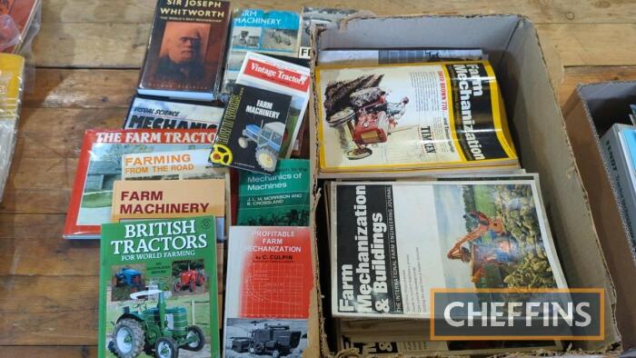 Qty farm machinery and tractor reference books and volumes to include mechanics, engineering and Harry Ferguson t/w qty Farm Mech magazines