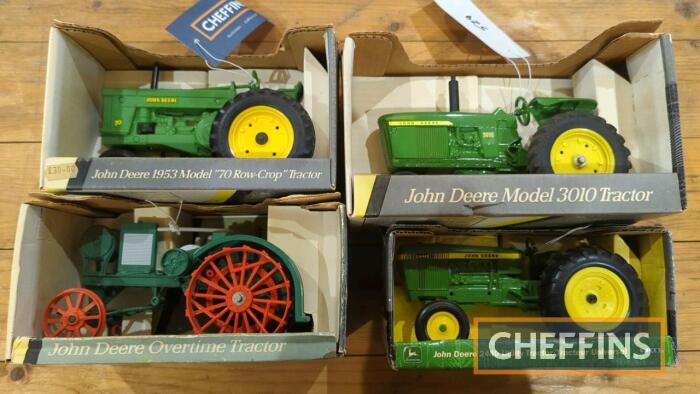 John Deere 1:16 scale model tractors by Ertl to inc' Overtime, Model 70, 2440, 3010 . All boxed (4)