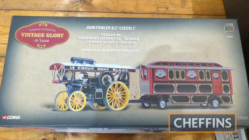 Corgi John Fowler B6 Showmans engine 'Onward', LE Mont Blanc towing showmans  caravan t/w various other models Vintage sale - Sale 1 - Agricultural &  Automotive Literature, Models, Bygones, Steam Spares etc (