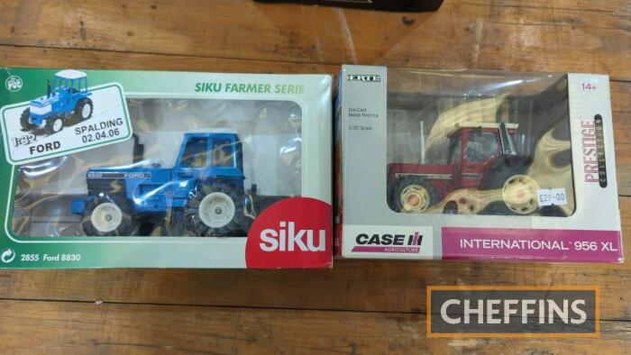 Ford 8830 model tractor together with Case 956XL both in 1:32 scale both boxed. Siku and ERTL