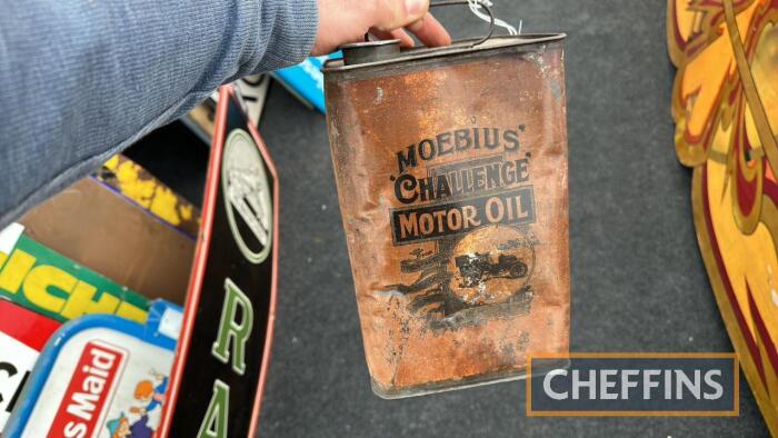 Moebius gallon can - a very rare and sought after early tin depicting a car of the era