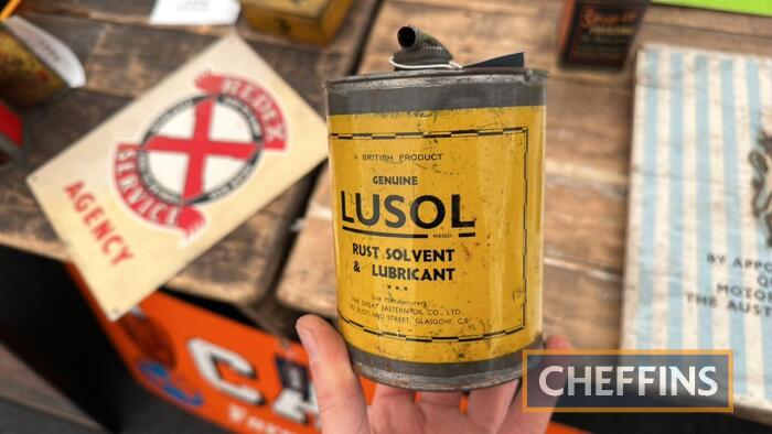 Lusol cylindrical oil tin