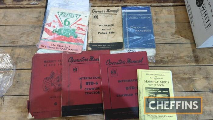 Qty of agricultural manuals etc to inc' Overtime, Vickers, Massey Harris 101 and Rumely etc