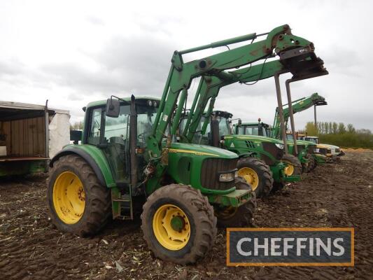 2006 JOHN DEERE 6320 AutoQuad 40kph 4wd TRACTOR Fitted with John Deere front loader on 420/85 R38 rear and 440/65 R24 front wheels & tyres Reg. No. PN06 MZX Ser. No. LO6320K471191 Hours: 12,699 FDR: 01/04/2006