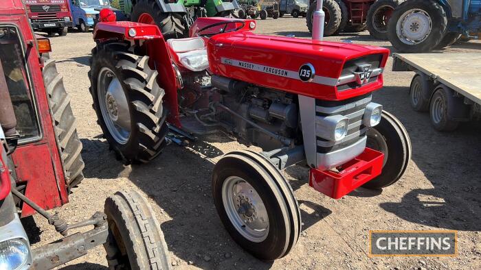 1975 MASSEY FERGUSON 135 3cylinder diesel TRACTOR Reg. No. JHU 586N Serial No. 457438 Bought from the Cooper Collection in 2017 and kept inside since. In restored condition on new 12.4-28 Firestone rear and 6.00-16 front wheels and tyres. V5C