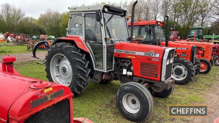 1996 MASSEY FERGUSON 390T 2wd diesel TRACTOR Reg. No. P981 RFE Serial No. 5723E27344 Fitted with a turbo, Hi-Line cab, 12x12 transmission, 2no. Spools and 540/1000 PTO on 420/85R38 rear wheels and tyres