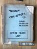 Fowler Challenger 3 & 4, sales brochure, Instruction and Service manuals, spare parts list (4) - 4