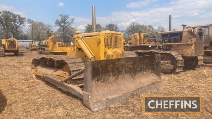 CATERPILLAR D7D 17A diesel CRAWLER TRACTOR Fitted with turbo, double drum winch, blade and segmented sprockets. On farm from 1960's, subject to refurbishment and done little work since. Serial No. 17A12168