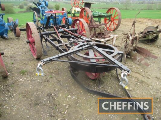 Howard steam cultivator, 7 tines, restored c/w duck foot points and Howard cast iron seat