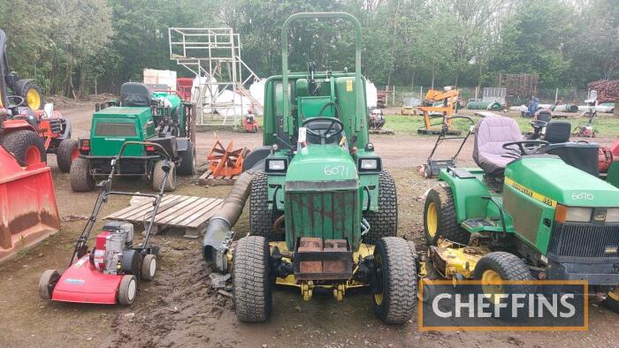 John Deere 755 Tractor c/w underslung mower deck & rear collector