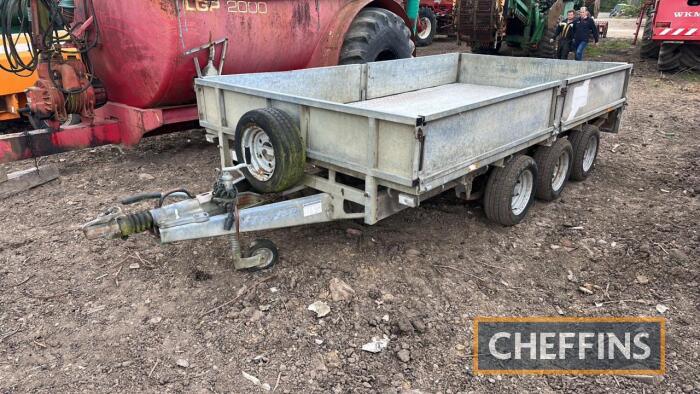 Ifor Williams LM1269 tri-axle flat bed trailer c/w dropsides