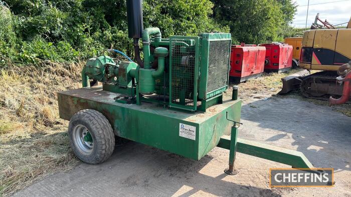 Pumps Away single axle irrigation pump unit with 6cylinder diesel engine with Caprari Mec 80 pump, engine protection unit and integrated fuel tank