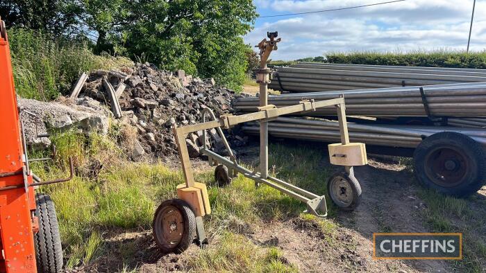 Irrigation centre pull 3wheel gun trolley with big gun and concrete weights