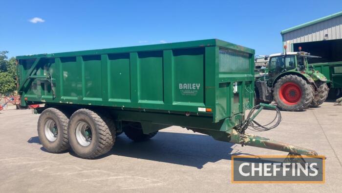 2010 Bailey 14 tonne tandem axle steel Monocoque trailer with hydraulic tailgate, sprung drawbar, sprung axle and hydraulic brakes on 560/60R22.5 wheels and tyres. Serial No. 9227