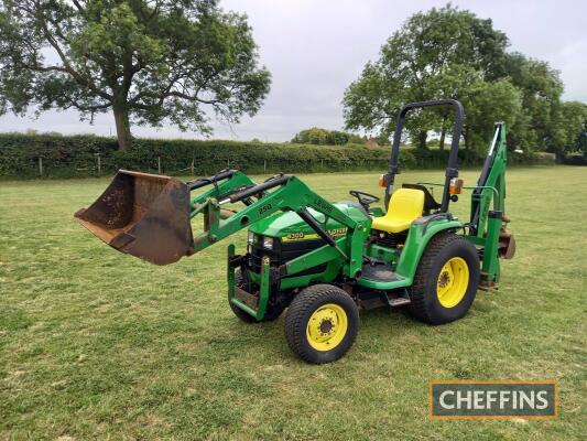 John Deere 4300 4wd Tractor c/w Lewis 25Q loader, rear mounted Lewis Landlord 320S back actor, rear linkage & drawbar Ser. No. LV4300E339803