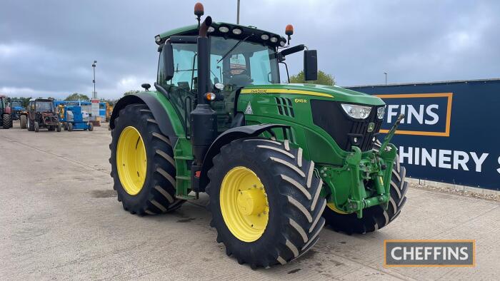 2018 John Deere 6145R Tractor c/w Auto Quad, 50k, JD front linkage, air brakes, cab suspension, 710/60 R42 & 600/60 R30 tyres, 4 electric spool valves plus joystick Hours: approx 8050 Reg. No. SA18 YCG Ser. No. 1LO6145RVJN907246