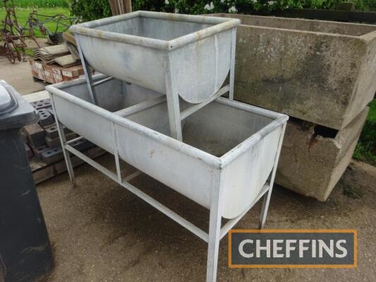 2no. galvanised water troughs