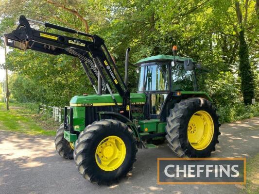 1990 John Deere 3650 SG2 Tractor c/w air con, front fenders, rear 520/70 R38 & front 420/65 R24, Trima 1790 Professional Loader, vendor to supply registration documents Hours: approx 8475 H Reg