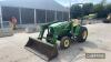 John Deere 4300 4wd Tractor c/w front loader & bucket, rear drawbar, industrial tyres Hours: approx 760 - 4