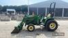 John Deere 4300 4wd Tractor c/w front loader & bucket, rear drawbar, industrial tyres Hours: approx 760 - 6