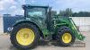 John Deere 6125R Tractor c/w 50k, Auto Quad, air brakes, JD 310 loader Reg. No. WJ14 XKL - 14