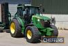 2015 JOHN DEERE 6100MC AutoQuad 4wd TRACTOR Fitted with 8no. John Deere 50kg front weights on Nokion ELS 710/55R34 rear and Alliance 560/60R22.5 front wheels and tyres. One owner. Mower imaged is not included with this lot Reg No. AY15 LWA Serial No. ILO