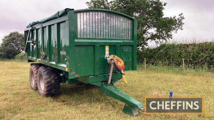 2014 Bailey 12tonne tandem axle steel monocoque trailer fitted with sprung drawbar and axles, air and hydraulic brakes, hydraulic tailgate on 560/60R22.5 wheels and tyres INCLUDED BY KIND PERMISSION