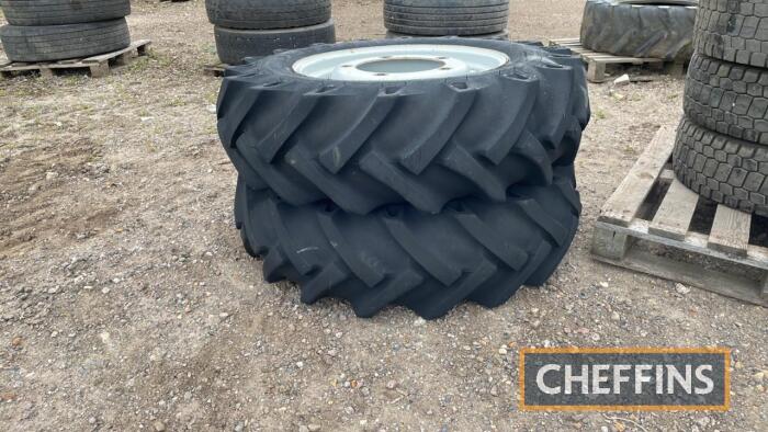 Pr. of 12.4 R24 Wheels & Tyres