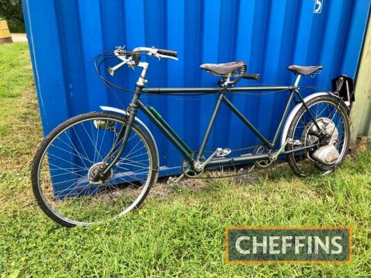 1957 32cc Cyclemaster Tandem AUTO-CYCLE Reg. No. 384 XVR Frame No. E1382 Engine No. 160380 The most novel of machinery, the vendor reports that solo riding is a doddle but two up requires a bit of concentrated teamwork with back pedal rear brake! In appar