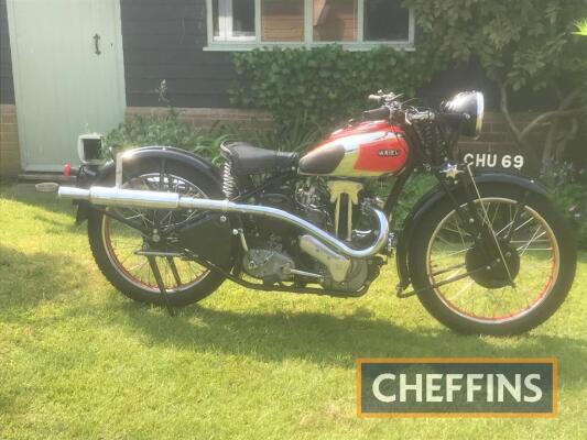 1936 250cc Ariel LH250 Red Hunter MOTORCYCLE Reg. No. CHU 69 Frame No. F2729 Engine No. AB373 This Ariel 250 twin port, open valve Red Hunter has been restored over a period of 35 years at vast expense. It comes with a large history folder containing thou