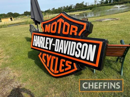 Harley Davidson, a very large 6ft x 5ft illuminating showroom sign ex Sheffield dealership, a rare item