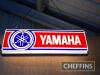 Yamaha, a double sided hanging illuminating sign ex-showroom 38x12x8ins