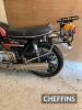 1974 739cc Suzuki GT750K MOTORCYCLE Reg. No. TMV 945M Frame No. 43688 Engine No. 40649 First purchased by the vendor back in 1978, his first task was to go for the black and red colour scheme which is still on it. Used two up around Europe and with severa - 16