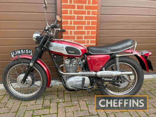 1970 250cc Triumph TR250W MOTORCYCLE Reg. No. UJN 515H Frame No. XD05018TR25W Engine No. XD05018TR25W Stated by the vendor to be in nice condition, a matching numbers example that is all up and running. A file of paperwork demonstrates engine work etc car