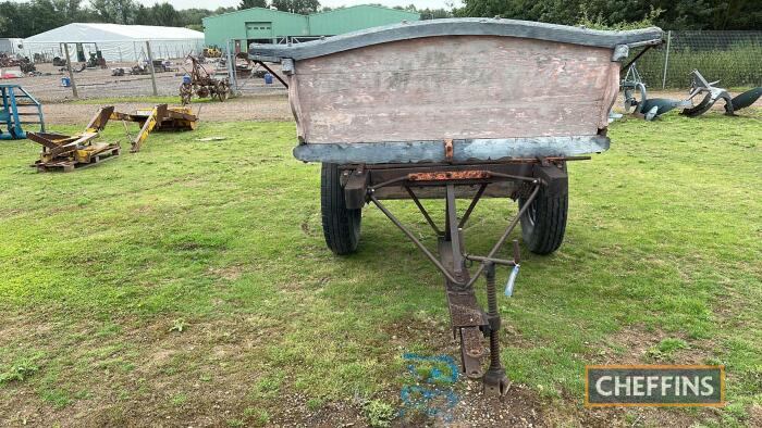 Horse drawn tumble cart, converted to a tractor drawbar