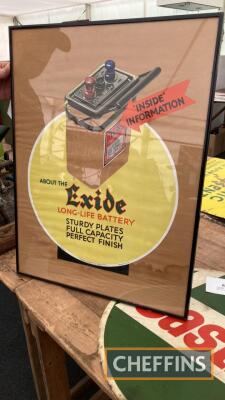 Exide framed battery showcard/poster