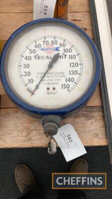 Tecalamit wall mounted air gauge, a nice example with solid glass