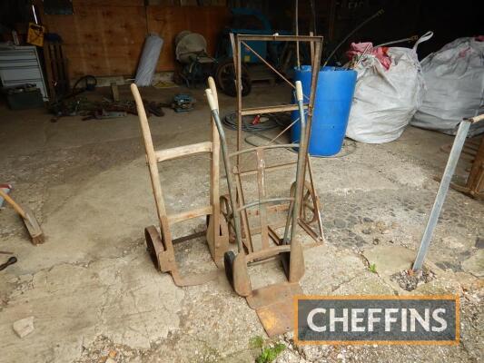 2no. sack trolley barrows, together with gas bottle trolley