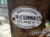 G Lewis & Son Ltd Kettering sack lifter, J.W. & E.Sowman Ltd Olney enamel suppliers plate - 4