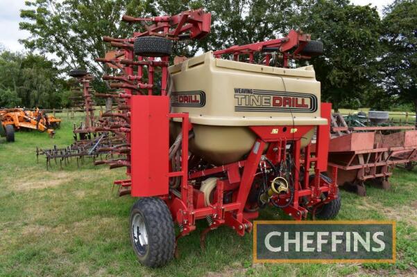 2012 Weaving Tine Drill mounted hydraulic folding drill with tramline, bout markers and wheel eradicator tines, 6m Serial No. 1163-2016