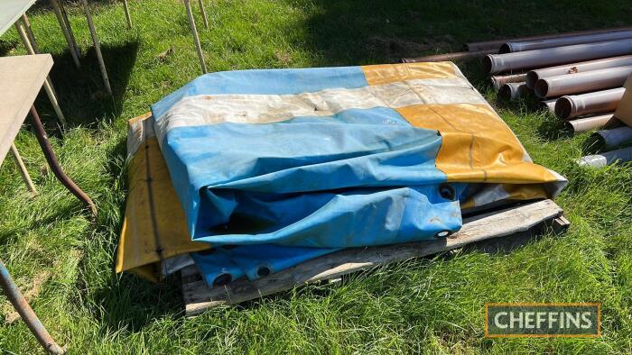 Canvas lorry sheet, c.30ft long