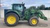 John Deere 6630 Premium Tractor c/w 40kph PowrQuad, TLS, 3 mechanical rear valves, HMS, John Deere 663 loader, mechancial levelling, multi coupler, Euro carriage, 460/85R38 & 380/85R24 tyres Hours: approx 11,676 Reg. No. WK56 EBO Ser. No. LO6630G5130 - 14