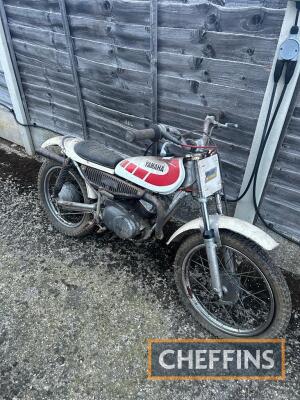 Circa 1974 80cc Yamaha TY80 MOTORCYCLE Reg. No. N/A Frame No. 451104988 Engine No. 451.104988 This matching numbers TY80 with chrome rims has been in long term barn storage and is offered as a project off road machine without documentation Estimate £600 -