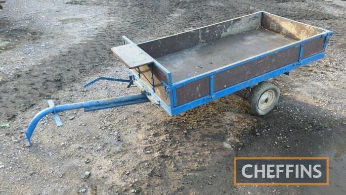 Single axle manual tipping trailer with drop sides and handbrake to suit garden tractor or ATV